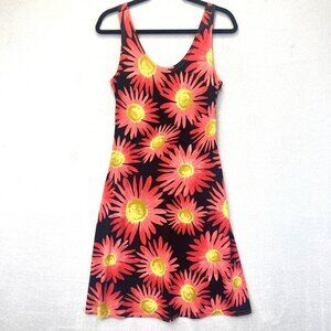 Vintage Sophie A Floral Scoop Neck Dress Size Small Canada Sunflower Gauzy‎ Knee